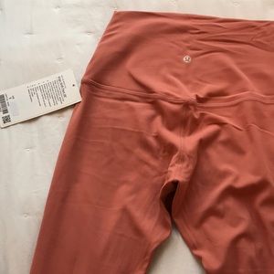 Size 6 lululemon align SHR pant 28” rustic coral